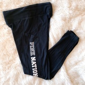 PINK Victoria’s Secret black yoga workout leggings with pockets, Small